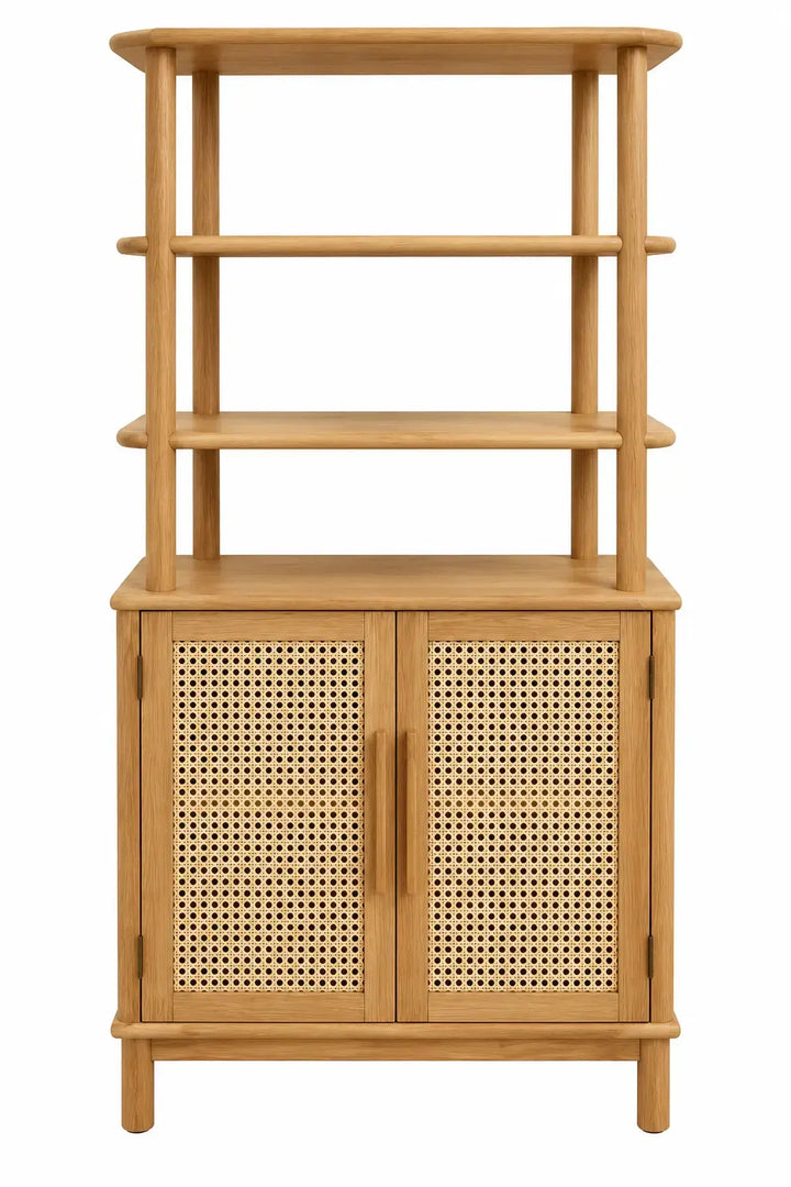 Bokhylla med öppna förvaringsfack – brun