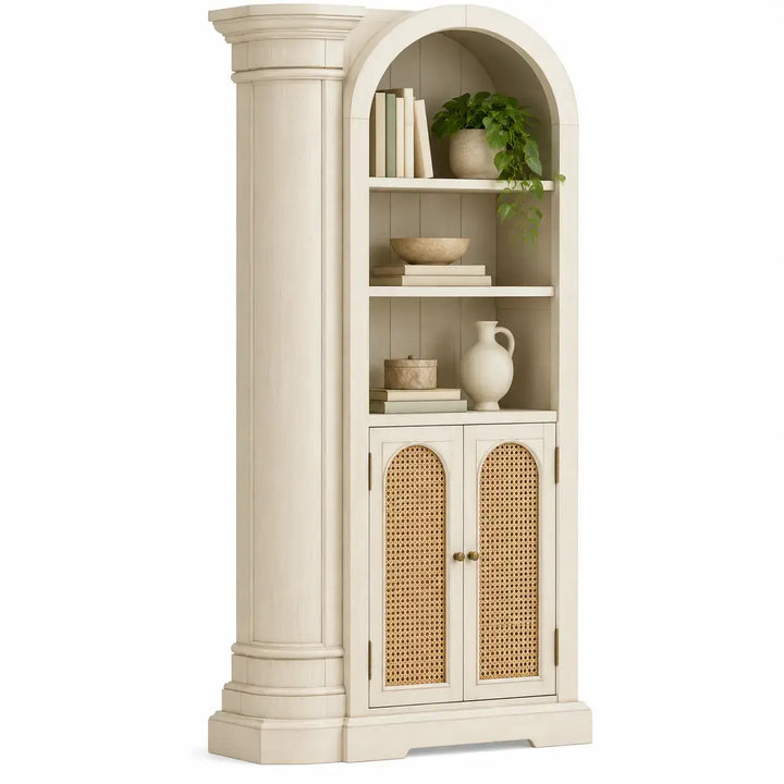 Bokhylla med öppna förvaringsfack – beige