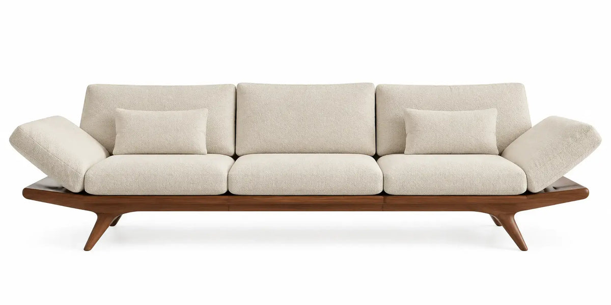 Soffa med ryggstöd för vardagsrummet – beige/brun