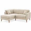 Soffa med förlängd schäslongdel – beige