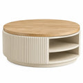 Soffbord med formgiven bordsskiva – beige/brun