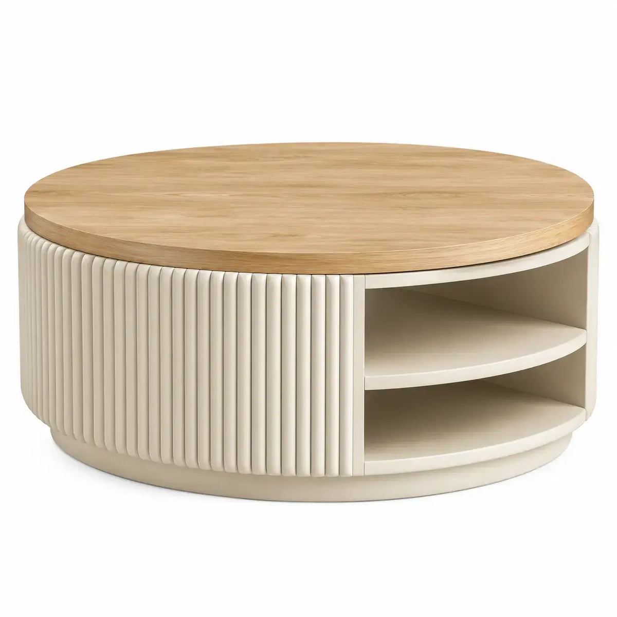 Soffbord med formgiven bordsskiva – beige/brun