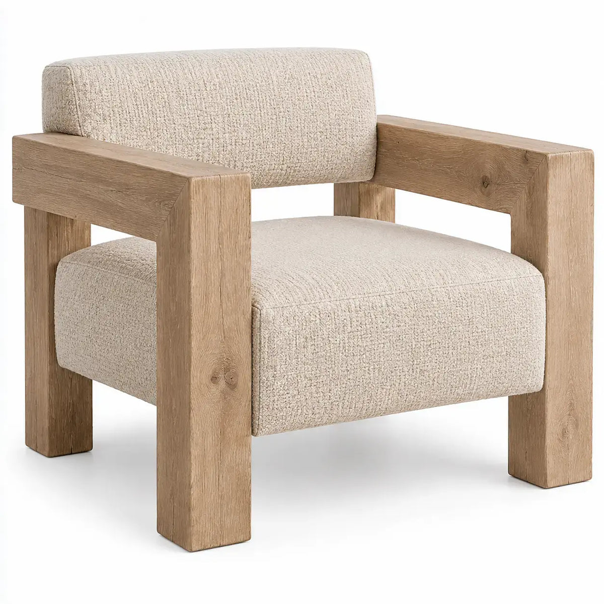Fåtölj med ryggstöd och armstöd – beige/brun