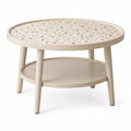 Soffbord med formgiven bordsskiva – beige
