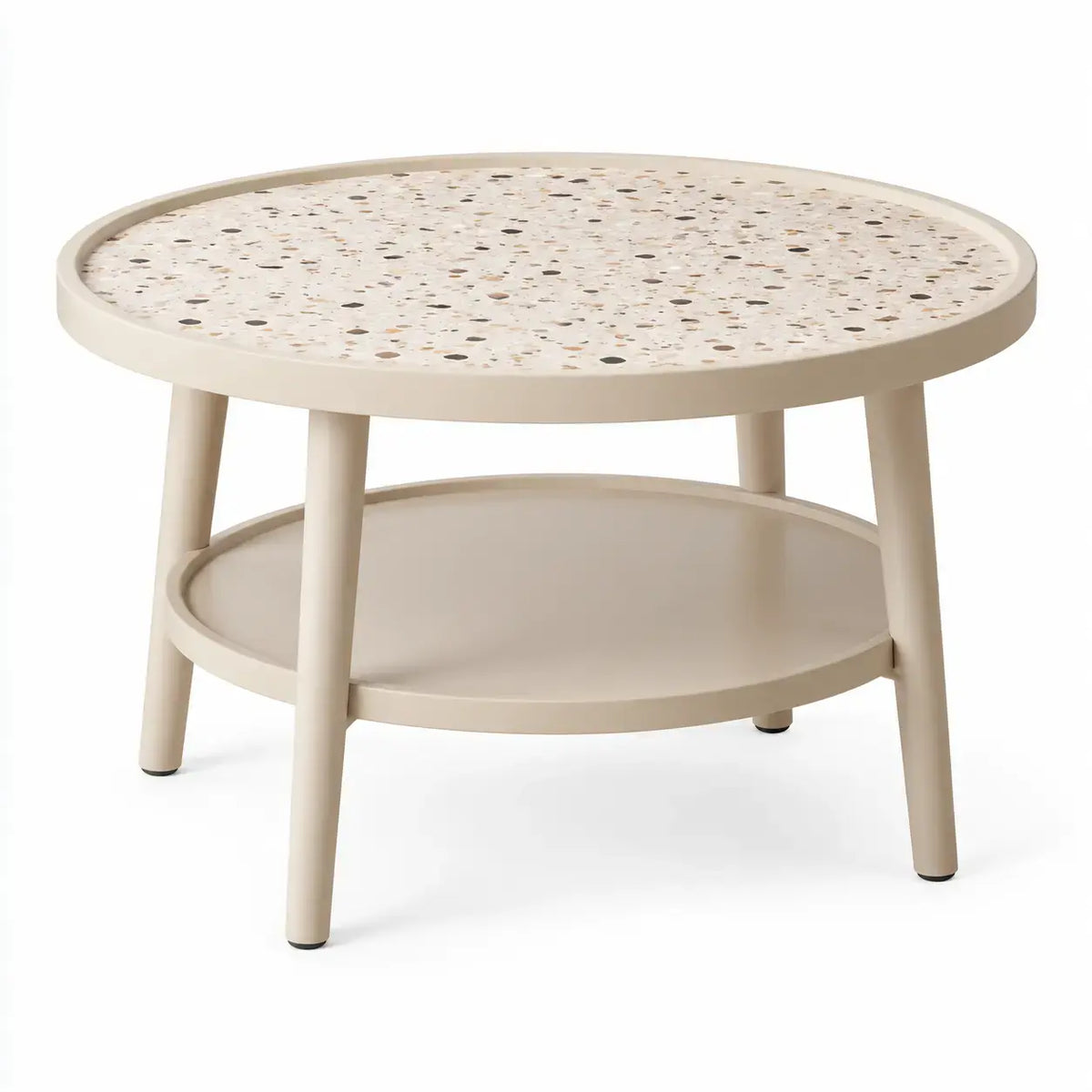 Soffbord med formgiven bordsskiva – beige