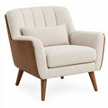 Fåtölj med ryggstöd och armstöd – beige/brun
