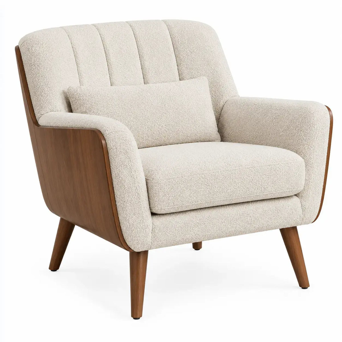 Fåtölj med ryggstöd och armstöd – beige/brun